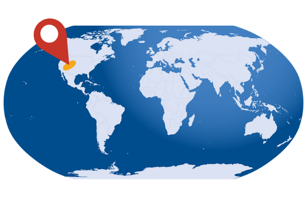 Graphic of globe with place marker