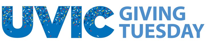 Blue UVIC logo with the words Giving Tuesday to the right